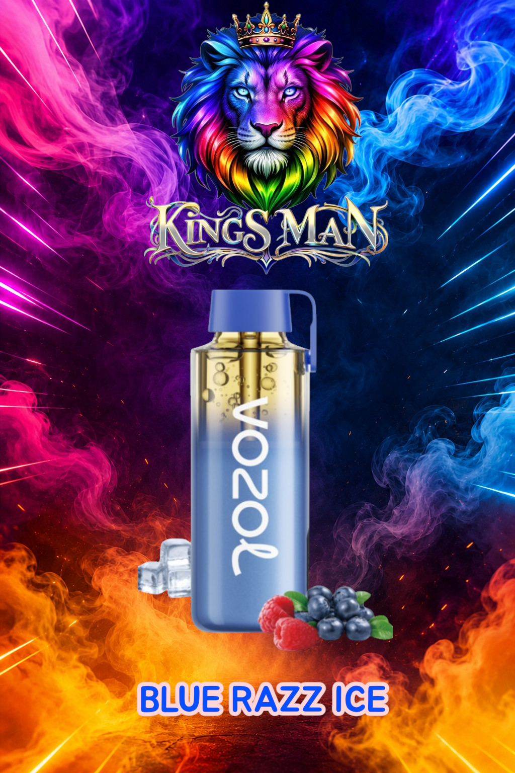 BLUE RAZZ ICE Vozol Neon 12000 Pro Puff Blue Razz Ice - Görsel 1