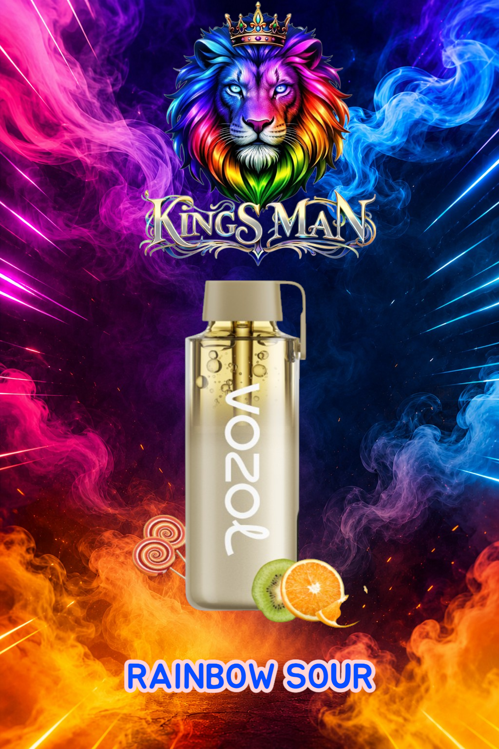 RAINBOW SOUR Vozol Neon 12000 Pro Puff Rainbow Sour - Görsel 1
