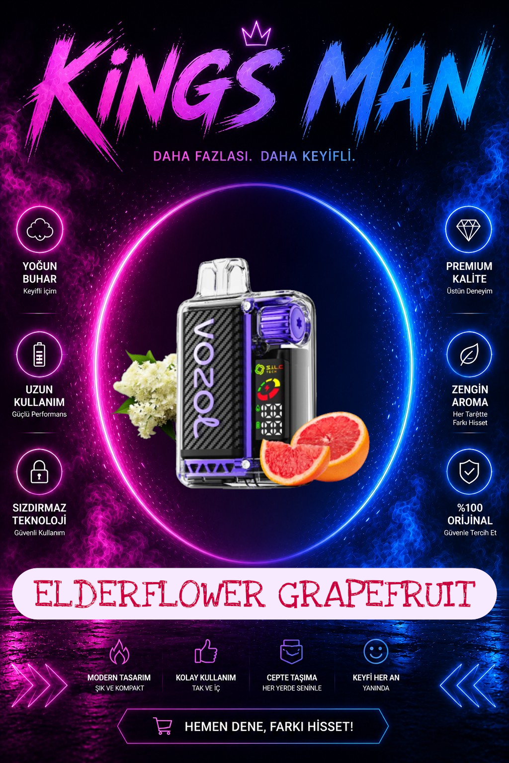 ELDERFLOWER GRAPEFRUIT Vozol Vista 20000 Puff Elderflower Grapefruıt - Görsel 1