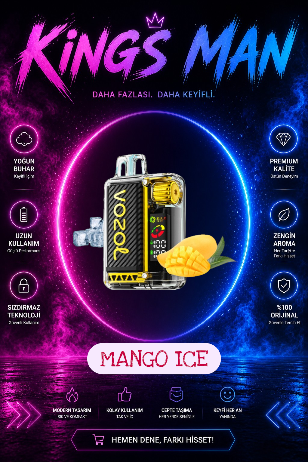 Mango Ice Vozol Vista 20000 Puff Mango Ice - Görsel 1