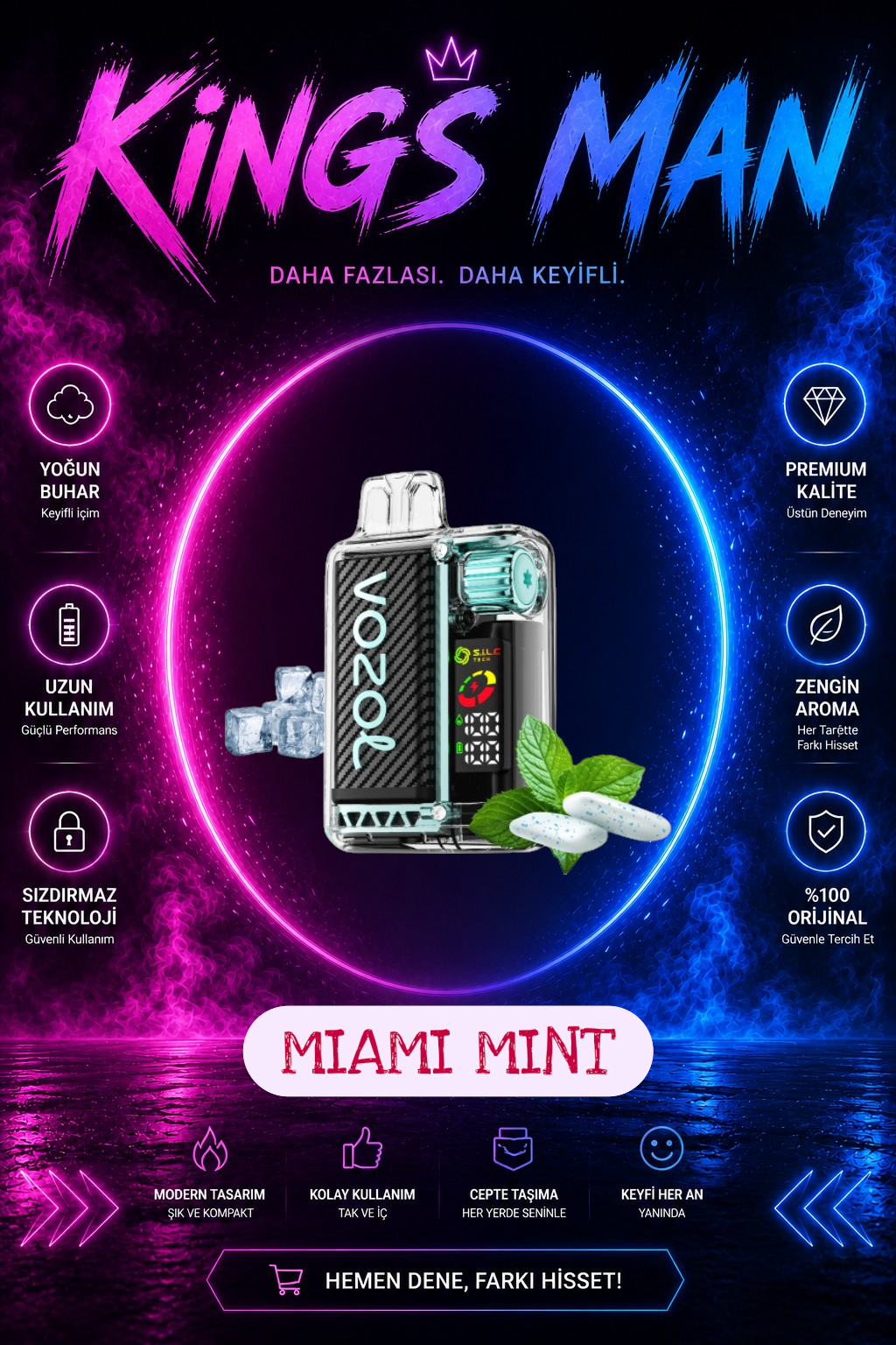 MIAMI MINT Vozol Vista 20000 Puff Mıamı Mınt - Görsel 1
