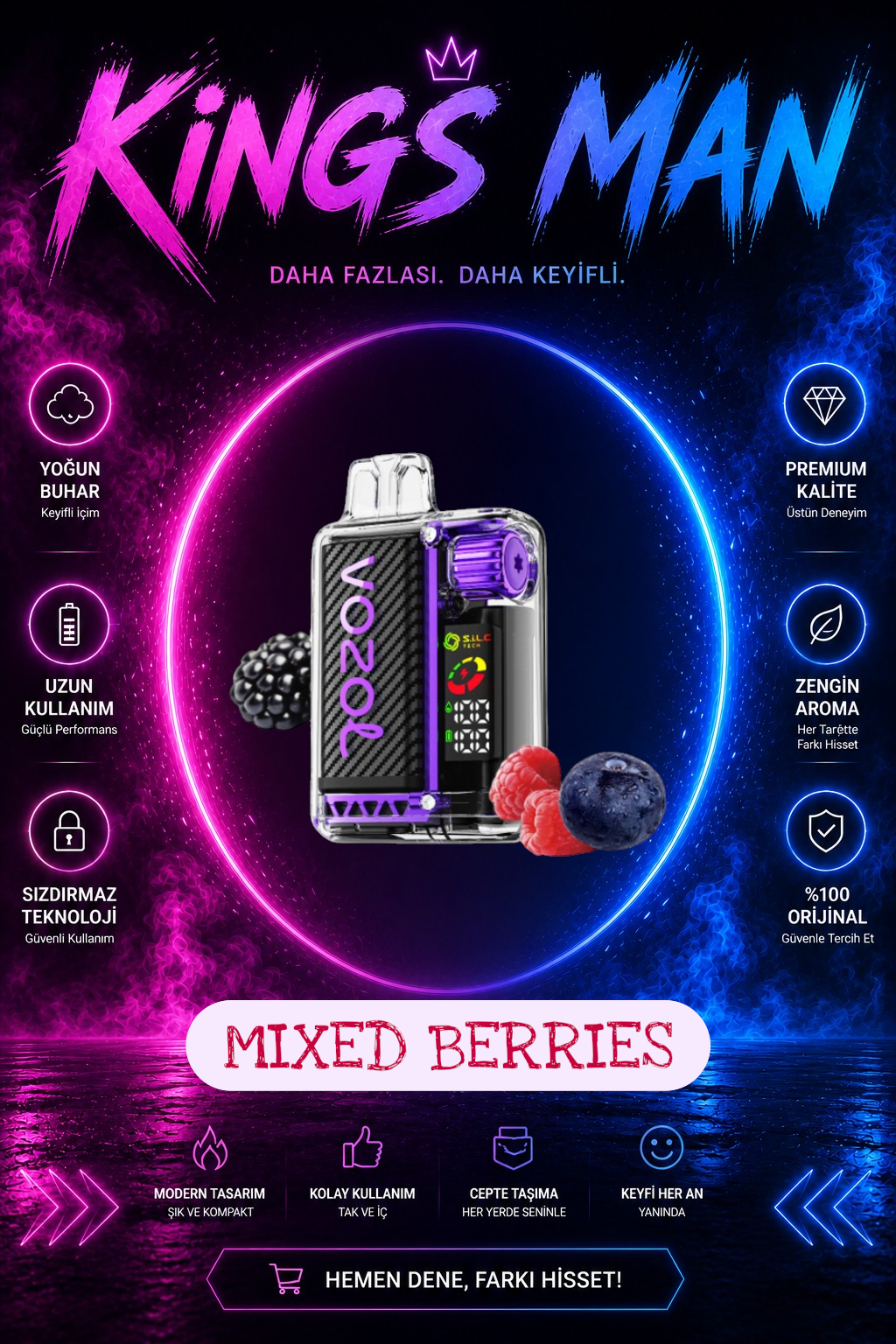 MIXED BERRIES Vozol Vista 20000 Puff Mıxed Berrıes - Görsel 1